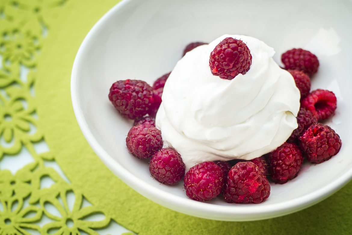 Non-Dairy Keto Whipped Cream with Raspberries